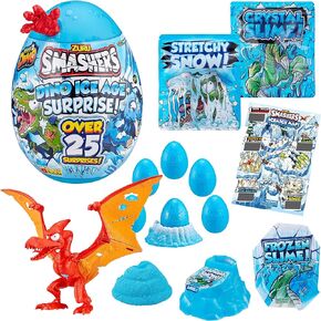 Smashers Dino Ice Age Raptor Series 3 by ZURU Surprise Egg with Over 25 Surprises! - Slime, Dinosaur Toy, Collectibles, Toys for Boys and Kids (Raptor) , Blue