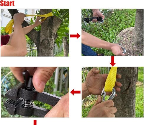 سي تي اس سي مجموعة شد زيبلاين - مجموعات تركيب زيبلاين للفناء الخلفي مع سقاطة صغيرة مع رافعة، مقبض كيبل للخطوط 3/16 انش الى 1/2 انش وحمالة شجرة واقية - معدات شد خطوط بسحاب فائقة in Kuwait