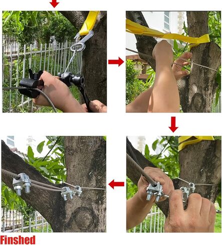 سي تي اس سي مجموعة شد زيبلاين - مجموعات تركيب زيبلاين للفناء الخلفي مع سقاطة صغيرة مع رافعة، مقبض كيبل للخطوط 3/16 انش الى 1/2 انش وحمالة شجرة واقية - معدات شد خطوط بسحاب فائقة in Kuwait