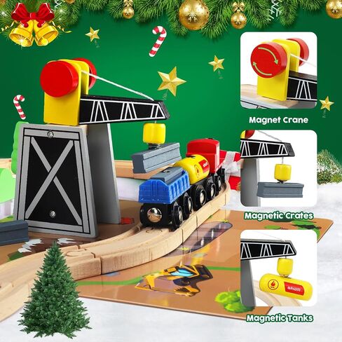 TOY Life Wooden Train Set with Crane, 60-Pc Track, Boys 3-8 in Kuwait