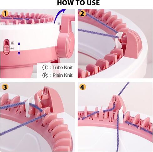 LOJAX 48 Needle Knitting Machines, Knitting Loom Machine with Row Counter, Efficiently DIY Knitting Board Rotating Machines, Portable Scarf Hat Socks Gloves Toys for Adults and Kids in Kuwait