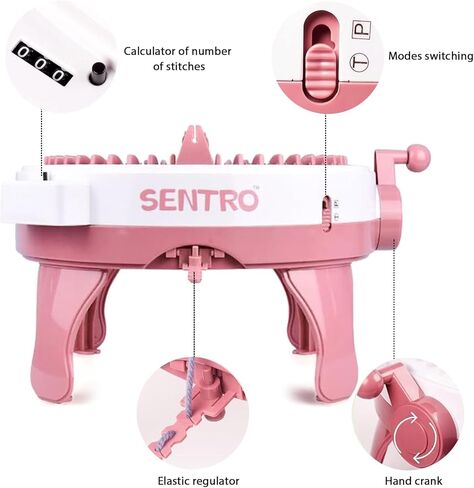 LOJAX 48 Needle Knitting Machines, Knitting Loom Machine with Row Counter, Efficiently DIY Knitting Board Rotating Machines, Portable Scarf Hat Socks Gloves Toys for Adults and Kids in Kuwait