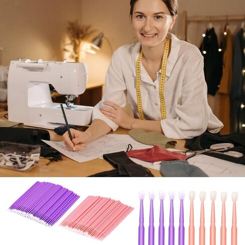200 PCS Sewing Machine Cleaning Brushes Disposable Bendable Pointed Tips Clean Sticks Multi-purpose Long-Handled Cleaning Swabs Tool Kit for Makeup Cleaning Charging Port Sewing Machine Accessories in Kuwait