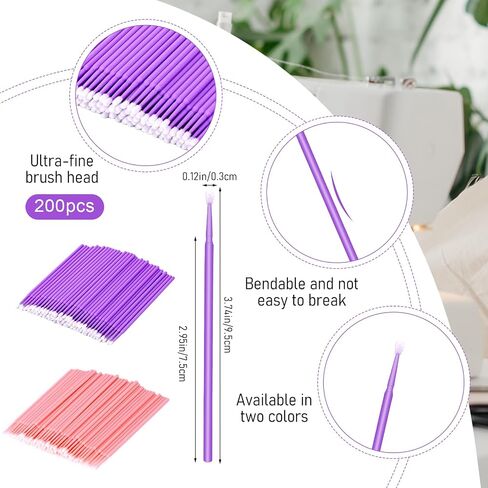200 PCS Sewing Machine Cleaning Brushes Disposable Bendable Pointed Tips Clean Sticks Multi-purpose Long-Handled Cleaning Swabs Tool Kit for Makeup Cleaning Charging Port Sewing Machine Accessories in Kuwait