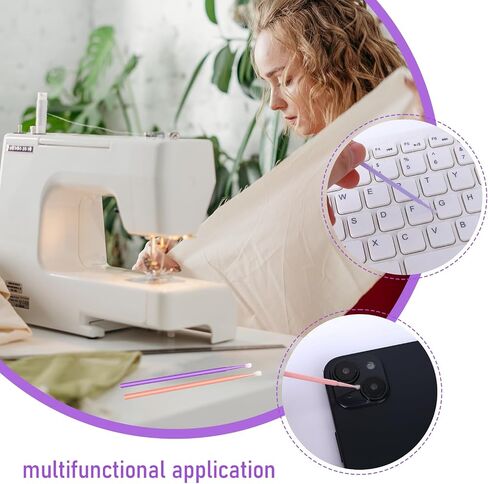 200 PCS Sewing Machine Cleaning Brushes Disposable Bendable Pointed Tips Clean Sticks Multi-purpose Long-Handled Cleaning Swabs Tool Kit for Makeup Cleaning Charging Port Sewing Machine Accessories in Kuwait