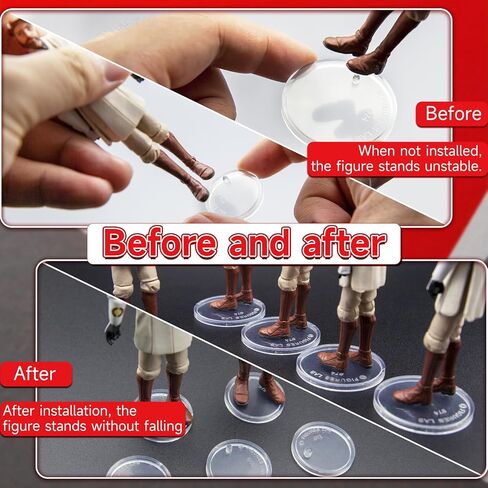 SIXPOINTS 36 Pieces Clear Round Figure Display Stand Base Compatible with 3.75" Movie Action Figure MODERN Star Wars / MODERN G i Joe /Marvel, 25mm Wide Disc,2.35mm Peg Doll Model Support Stand in Kuwait
