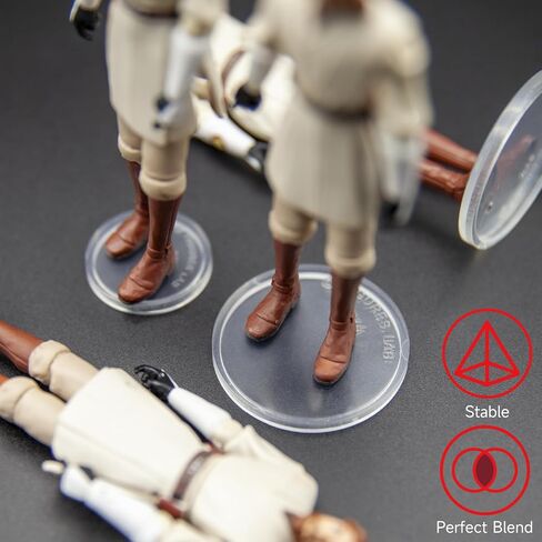 SIXPOINTS 36 Pieces Clear Round Figure Display Stand Base Compatible with 3.75" Movie Action Figure MODERN Star Wars / MODERN G i Joe /Marvel, 25mm Wide Disc,2.35mm Peg Doll Model Support Stand in Kuwait