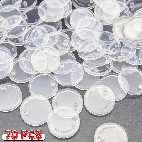 SIXPOINTS 70 Pieces Clear Round Figure Display Stand Base Compatible with 3.75" Vintage Star Wars Movie Action Figures toy, 25mm Wide Disc,3.6mm Peg Doll Model Support Stand… in Kuwait