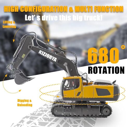 Remote Control Dump Truck, RC Construction Vehicle for Kids with 9 Channel Metal Bed Light Sound & Rechargeable Battery, Electric Transport Garbage Truck Toy for Toddlers Boys Girls Age 3+ in Kuwait