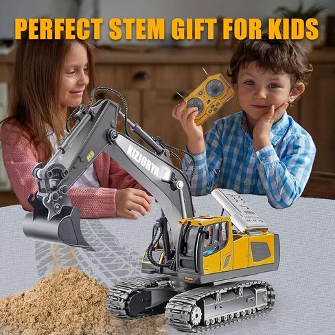 Remote Control Dump Truck, RC Construction Vehicle for Kids with 9 Channel Metal Bed Light Sound & Rechargeable Battery, Electric Transport Garbage Truck Toy for Toddlers Boys Girls Age 3+ in Kuwait