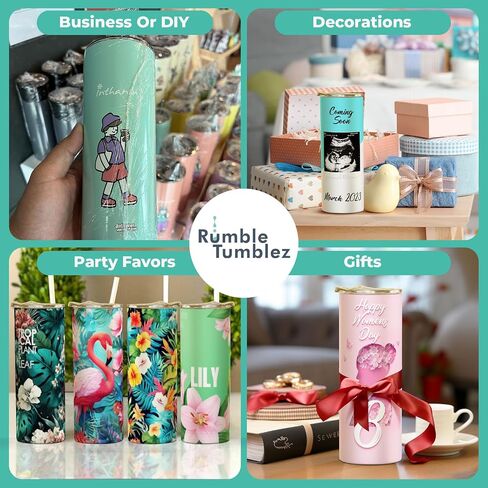 Rumbl Tumblz Pack of 6 White 20 Oz. Sublimation Tumblers | Blank Tumblers with Lid & Straws | Stainless Steel Insulated Double-Wall Straight Sublimation Cups Bulk | Individually-Boxed Skinny Tumblers in Kuwait