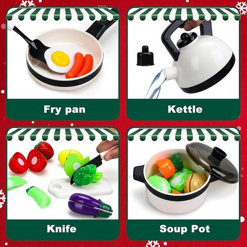 STEAM Life Play ملحقات المطبخ لعبة لعب الطعام هدايا للفتيات من عمر 3 4 سنوات - مجموعة مطبخ للأطفال الصغار للأواني والمقالي للأطفال، مجموعة لعب المطبخ للأطفال، ألعاب مطبخ لعب وهمية للأطفال الصغار، هدايا للبنات والأولاد in Kuwait