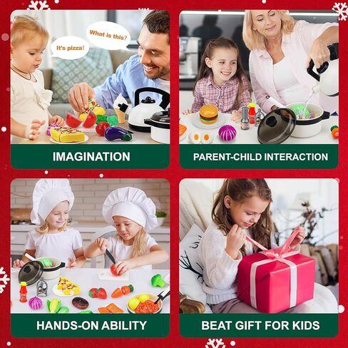 STEAM Life Play ملحقات المطبخ لعبة لعب الطعام هدايا للفتيات من عمر 3 4 سنوات - مجموعة مطبخ للأطفال الصغار للأواني والمقالي للأطفال، مجموعة لعب المطبخ للأطفال، ألعاب مطبخ لعب وهمية للأطفال الصغار، هدايا للبنات والأولاد in Kuwait