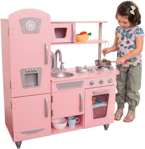 KidKraft Vintage Wooden Play Kitchen with Pretend Ice Maker and Play Phone, Blue in Kuwait