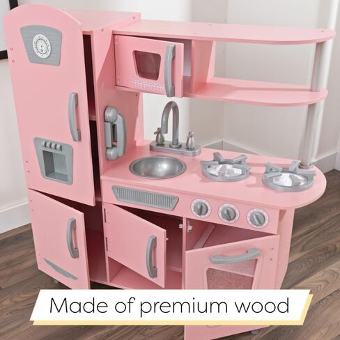 KidKraft Vintage Wooden Play Kitchen with Pretend Ice Maker and Play Phone, Blue in Kuwait