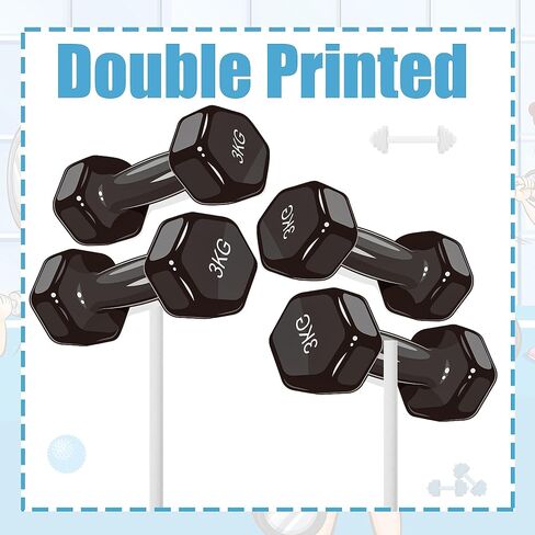 36Pcs Gym Party Cupcake Toppers Gym Workout Cupcake Toppers Sticks Weight Lifting Birthday Party Decorations for Cross Fit Fitness Theme Baby Shower Supplies in Kuwait