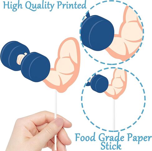 36Pcs Gym Party Cupcake Toppers Gym Workout Cupcake Toppers Sticks Weight Lifting Birthday Party Decorations for Cross Fit Fitness Theme Baby Shower Supplies in Kuwait