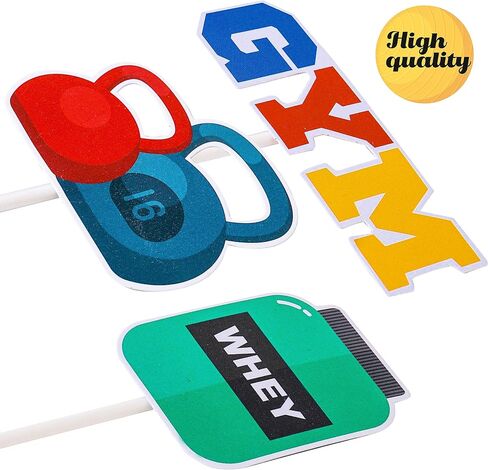 36Pcs Gym Party Cupcake Toppers Gym Workout Cupcake Toppers Sticks Weight Lifting Birthday Party Decorations for Cross Fit Fitness Theme Baby Shower Supplies in Kuwait