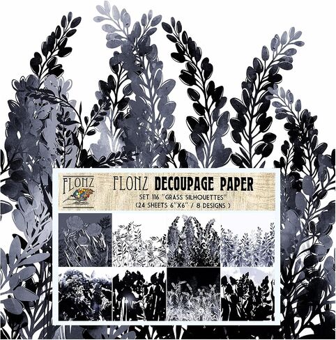 Decoupage Paper Pack (24 Sheets 6"x6") Art Deco Floral Engravings # Vintage Styled Pattern Paper for Decoupage, Craft and Scrapbooking in Kuwait
