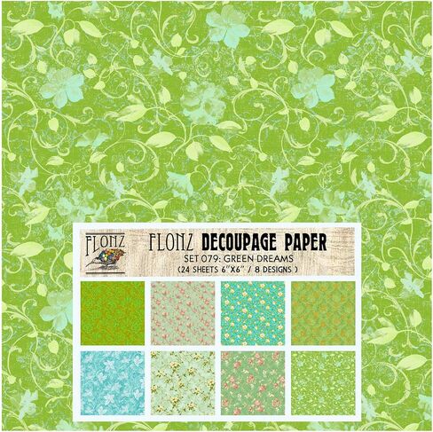 Decoupage Paper Pack (24 Sheets 6"x6") Rococo Floral Swirls # Vintage Styled Pattern Paper for Decoupage, Craft and Scrapbooking in Kuwait