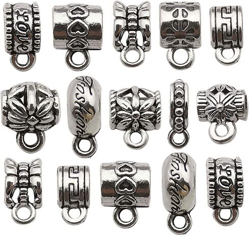 WOCRAFT 100 pcs Clasp Bail beads Charms,Bail Tube Beads, Loose Spacer Bead,Bead Hanger Charm for Jewelry Making DIY Necklace Bracelet in Saudi Arabia