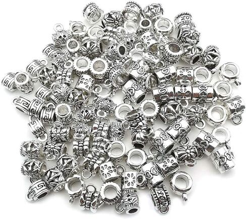 WOCRAFT 100 pcs Clasp Bail beads Charms,Bail Tube Beads, Loose Spacer Bead,Bead Hanger Charm for Jewelry Making DIY Necklace Bracelet in Saudi Arabia