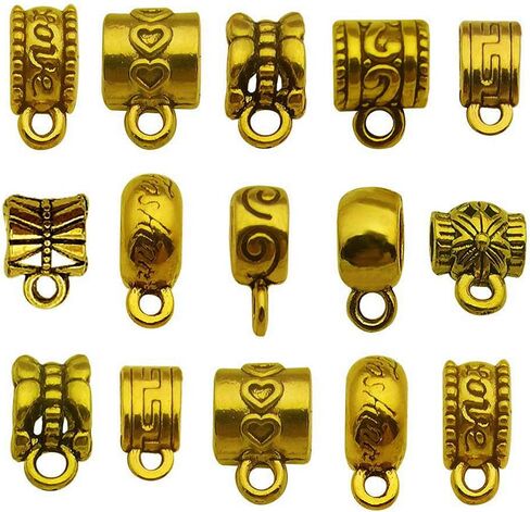 WOCRAFT 100 pcs Clasp Bail beads Charms,Bail Tube Beads, Loose Spacer Bead,Bead Hanger Charm for Jewelry Making DIY Necklace Bracelet in Saudi Arabia
