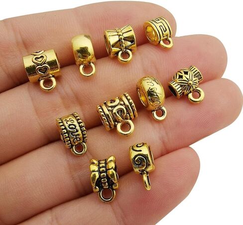 WOCRAFT 100 pcs Clasp Bail beads Charms,Bail Tube Beads, Loose Spacer Bead,Bead Hanger Charm for Jewelry Making DIY Necklace Bracelet in Saudi Arabia