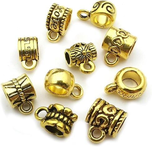 WOCRAFT 100 pcs Clasp Bail beads Charms,Bail Tube Beads, Loose Spacer Bead,Bead Hanger Charm for Jewelry Making DIY Necklace Bracelet in Saudi Arabia