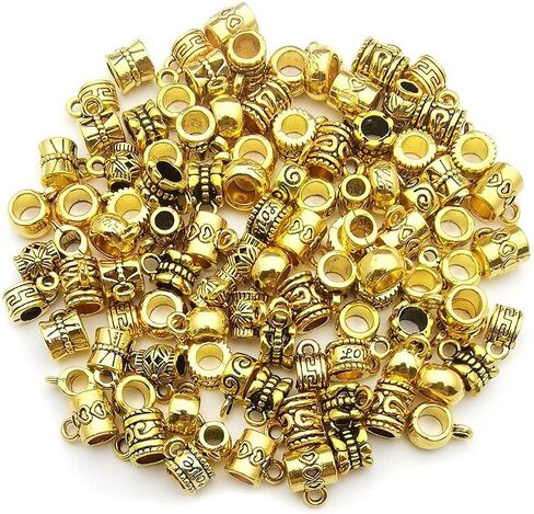 WOCRAFT 100 pcs Clasp Bail beads Charms,Bail Tube Beads, Loose Spacer Bead,Bead Hanger Charm for Jewelry Making DIY Necklace Bracelet in Saudi Arabia