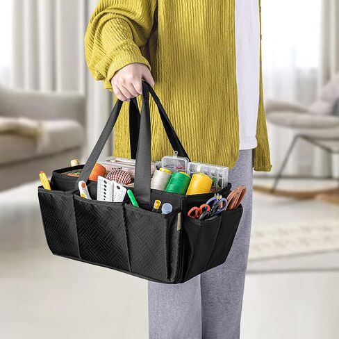 حقيبة تنظيم إكسسوارات الخياطة من فاسروم، حقيبة حمل من Craft Art Supply لتخزين سجل القصاصات والخياطة، سوداء (حقيبة فارغة فقط، مصممة ببراءة اختراع) in Saudi Arabia