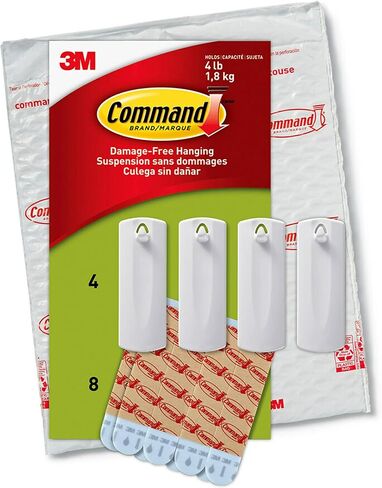 Command Sawtooth Picture Hangers, Damage Free Hanging Frame Hangers, No Tools Wall Hooks for Hanging Sawtooth Frames in Living Spaces, 4 White Picture Frame Hangers and 8 Command Strips in Kuwait