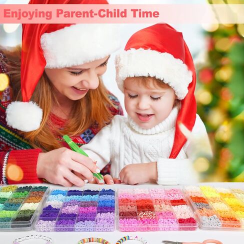 Redtwo 15500 Clay Beads Bracelet Making Kit, 96 Colors 5 Boxes Friendship Bracelet Kit for Jewelry Making, Flat Polymer Heishi Beads with Charms, Gifts Crafts Set for Girls Ages 8-12 in Kuwait