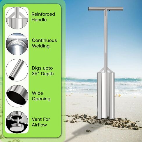 SturdyShape Clam Gun HD Stainless Steel - The Clam Gun for Clamming is 36in - Our Clam Guns with Vent Tools are a Must-Have Clamming Equipment - 5in Clam Tube Diameter in Kuwait