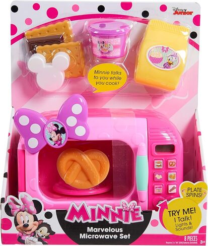 Disney Junior Minnie Mouse Marvelous Microwave Set and Accessories, 8-pieces, Pretend Play, Kids Toys for Ages 3 Up by Just Play in Saudi Arabia