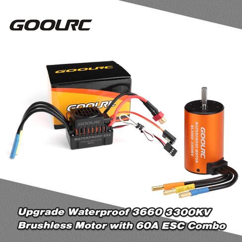 GoolRC Brushless Motor Upgrade Waterproof 3660 3300KV Brushless Motor with 60A ESC Combo Set for 1/10 RC Car Truck in Saudi Arabia