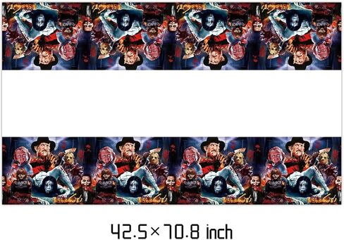 DoMiDoLa 2pack فيلم الرعب مفرش المائدة القابل للتصرف لوازم حفلات عيد ميلاد وديكورات للطفل الصبي الطفل دش الرعب MovieTables 70 "X42" in Kuwait