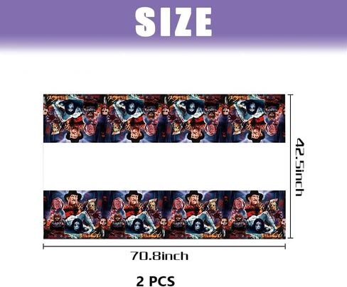 DoMiDoLa 2pack فيلم الرعب مفرش المائدة القابل للتصرف لوازم حفلات عيد ميلاد وديكورات للطفل الصبي الطفل دش الرعب MovieTables 70 "X42" in Kuwait