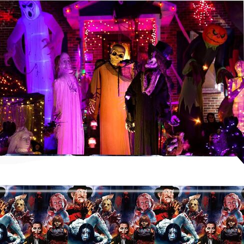 DoMiDoLa 2pack فيلم الرعب مفرش المائدة القابل للتصرف لوازم حفلات عيد ميلاد وديكورات للطفل الصبي الطفل دش الرعب MovieTables 70 "X42" in Kuwait