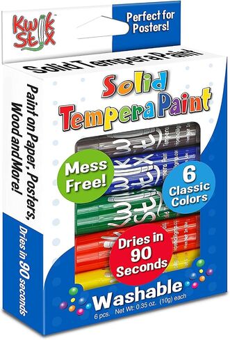 Kwik Stix Solid Tempera Paint Sticks, 6 Colors, Washable Paint Sticks for Kids, Super Quick Drying, Non-Toxic, Allergen Free, Paint Sticks in Classic Colors, Paint for Kids and Toddlers in Kuwait