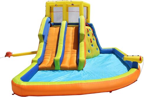 BANZAI Double Drench Water Park, Length: 15 ft, Width: 11 ft 5 in, Height: 8 ft 4 in, Inflatable Outdoor Backyard Water Slide Splash Toy in Saudi Arabia