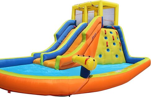 BANZAI Double Drench Water Park, Length: 15 ft, Width: 11 ft 5 in, Height: 8 ft 4 in, Inflatable Outdoor Backyard Water Slide Splash Toy in Saudi Arabia