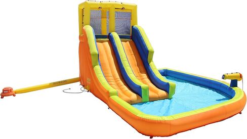 BANZAI Double Drench Water Park, Length: 15 ft, Width: 11 ft 5 in, Height: 8 ft 4 in, Inflatable Outdoor Backyard Water Slide Splash Toy in Saudi Arabia