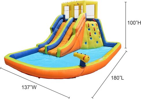 BANZAI Double Drench Water Park, Length: 15 ft, Width: 11 ft 5 in, Height: 8 ft 4 in, Inflatable Outdoor Backyard Water Slide Splash Toy in Saudi Arabia