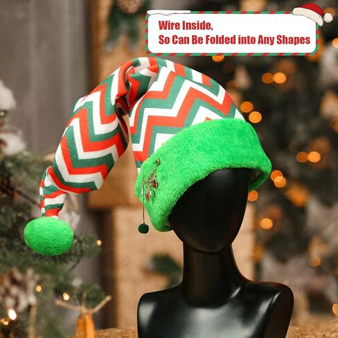 قبعة قزم عيد الميلاد MCPINKY ، قبعة طويلة مخططة من اللباد وقبعة من القطيفة مع دبوس زينة لرجل الثلج للأطفال النساء البالغين عطلة حزب مخصص عيد الميلاد اللباس in Kuwait