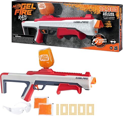 مسدس NERF Pro Gelfire Raid، أطلق 5 جولات في وقت واحد، 10,000 جولة هلامية، 800 قادوس دائري، نظارات، ألعاب للمراهقين من سن 14 عامًا فما فوق in Saudi Arabia