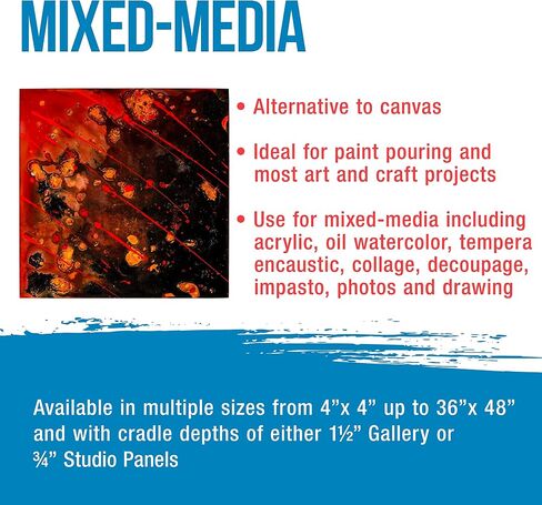 U.S. Art Supply 30" x 30" Birch Wood Paint Pouring Panel Boards, Gallery 1-1/2" Deep Cradle (Pack of 2) - Artist Depth Wooden Wall Canvases - Painting Mixed-Media Craft, Acrylic, Oil, Encaustic in Saudi Arabia