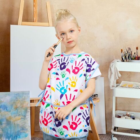 Kids Art Smock Girls Boys Artist Painting Apron with Pockets Sleeveless Smocks for Child 2-7 Years in Kuwait