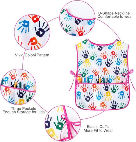 Kids Art Smock Girls Boys Artist Painting Apron with Pockets Sleeveless Smocks for Child 2-7 Years in Kuwait