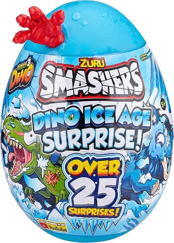 Smashers Dino Ice Age Raptor Series 3 by ZURU Surprise Egg with Over 25 Surprises! - Slime, Dinosaur Toy, Collectibles, Toys for Boys and Kids (Raptor) , Blue in Kuwait